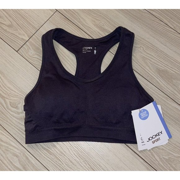 Jockey Sports Bra Seamless Removable Cups Med Impact Womens S Small Charcoal New - Picture 2 of 4